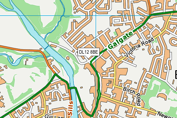 DL12 8BE map - OS VectorMap District (Ordnance Survey)