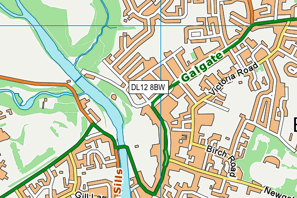 DL12 8BW map - OS VectorMap District (Ordnance Survey)