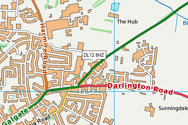 DL12 8HZ map - OS VectorMap District (Ordnance Survey)