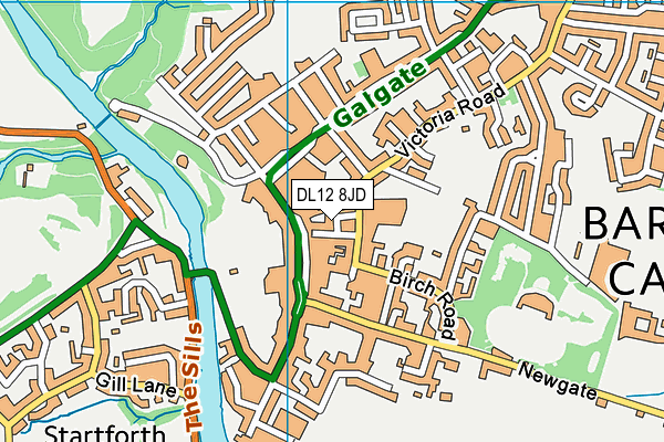 DL12 8JD map - OS VectorMap District (Ordnance Survey)