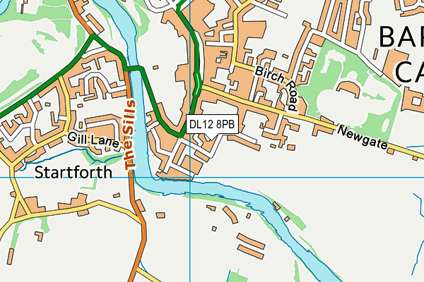 DL12 8PB map - OS VectorMap District (Ordnance Survey)