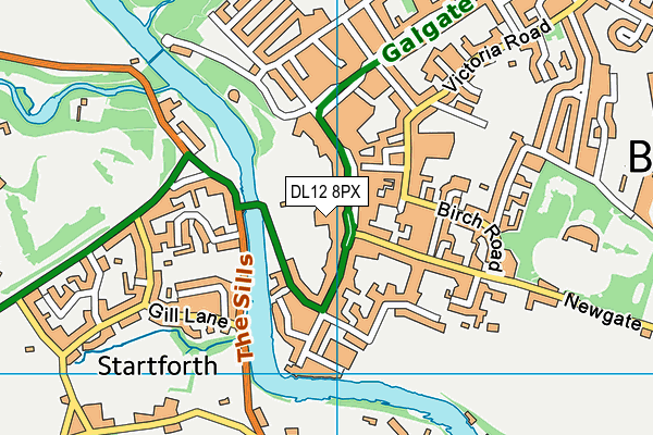 DL12 8PX map - OS VectorMap District (Ordnance Survey)