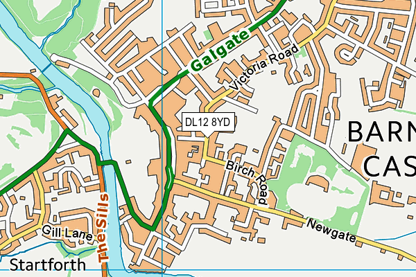 DL12 8YD map - OS VectorMap District (Ordnance Survey)