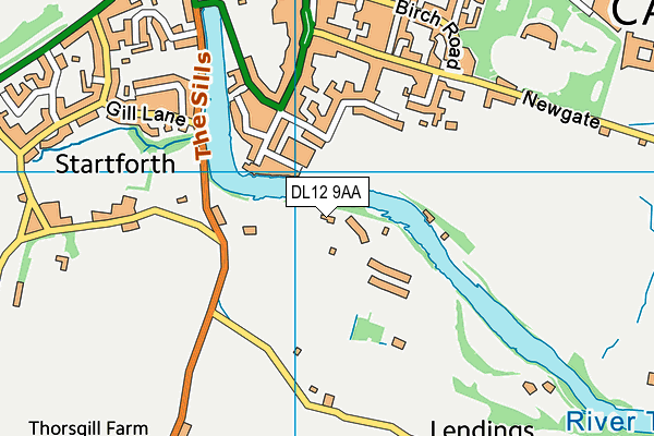 DL12 9AA map - OS VectorMap District (Ordnance Survey)