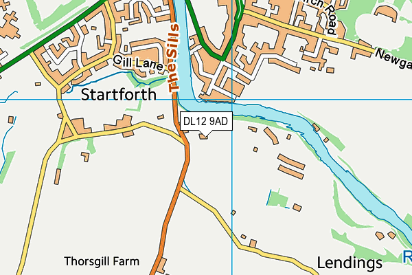 DL12 9AD map - OS VectorMap District (Ordnance Survey)