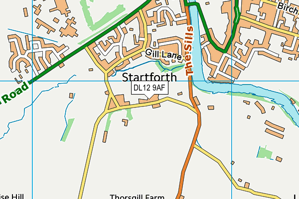 DL12 9AF map - OS VectorMap District (Ordnance Survey)