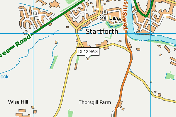 DL12 9AG map - OS VectorMap District (Ordnance Survey)