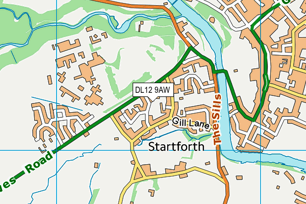 DL12 9AW map - OS VectorMap District (Ordnance Survey)