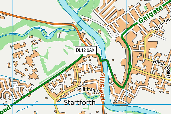 DL12 9AX map - OS VectorMap District (Ordnance Survey)