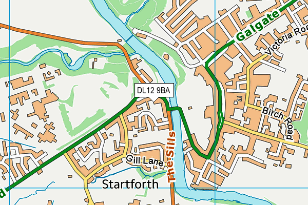 DL12 9BA map - OS VectorMap District (Ordnance Survey)