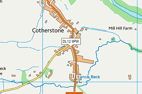 DL12 9PW map - OS VectorMap District (Ordnance Survey)