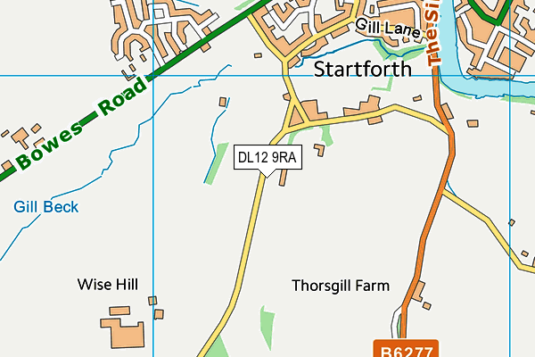 DL12 9RA map - OS VectorMap District (Ordnance Survey)