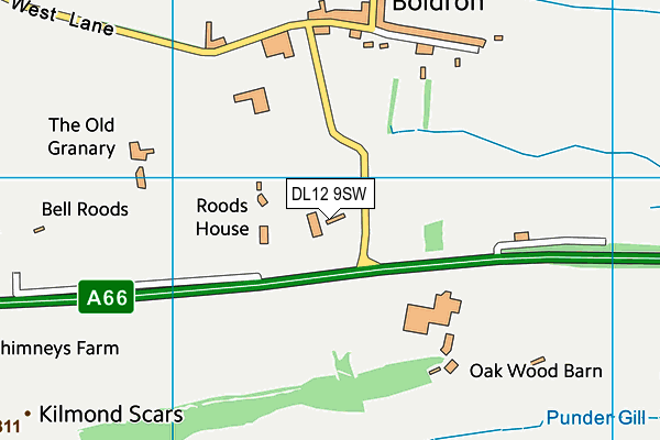 DL12 9SW map - OS VectorMap District (Ordnance Survey)