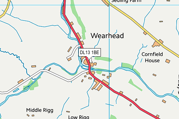 DL13 1BE map - OS VectorMap District (Ordnance Survey)