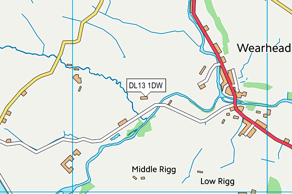 DL13 1DW map - OS VectorMap District (Ordnance Survey)