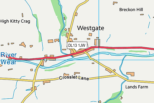 DL13 1JW map - OS VectorMap District (Ordnance Survey)