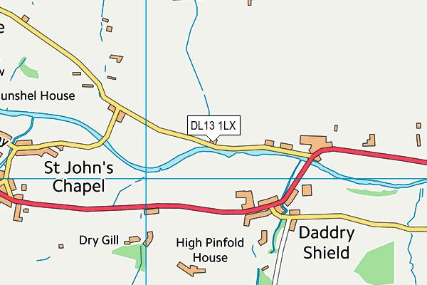 DL13 1LX map - OS VectorMap District (Ordnance Survey)