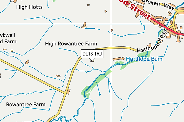 DL13 1RJ map - OS VectorMap District (Ordnance Survey)