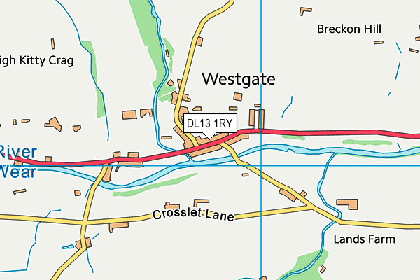 DL13 1RY map - OS VectorMap District (Ordnance Survey)