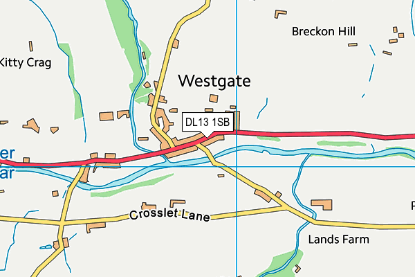 DL13 1SB map - OS VectorMap District (Ordnance Survey)