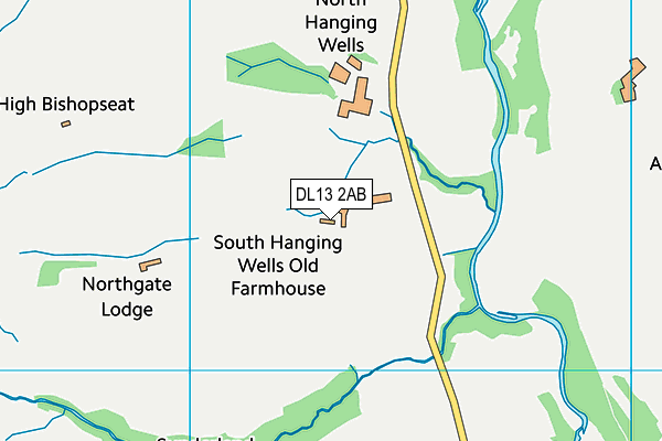 DL13 2AB map - OS VectorMap District (Ordnance Survey)