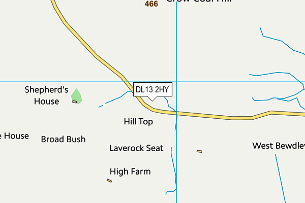 DL13 2HY map - OS VectorMap District (Ordnance Survey)