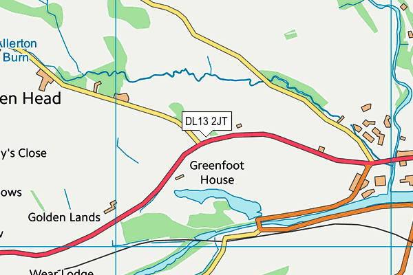 DL13 2JT map - OS VectorMap District (Ordnance Survey)