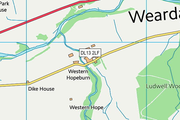DL13 2LF map - OS VectorMap District (Ordnance Survey)