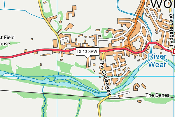 DL13 3BW map - OS VectorMap District (Ordnance Survey)