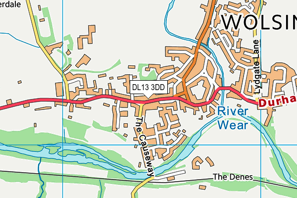 DL13 3DD map - OS VectorMap District (Ordnance Survey)