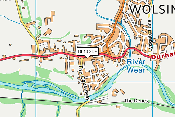 DL13 3DF map - OS VectorMap District (Ordnance Survey)