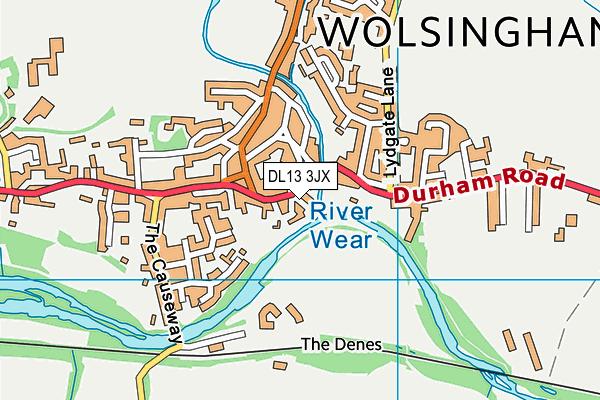 DL13 3JX map - OS VectorMap District (Ordnance Survey)