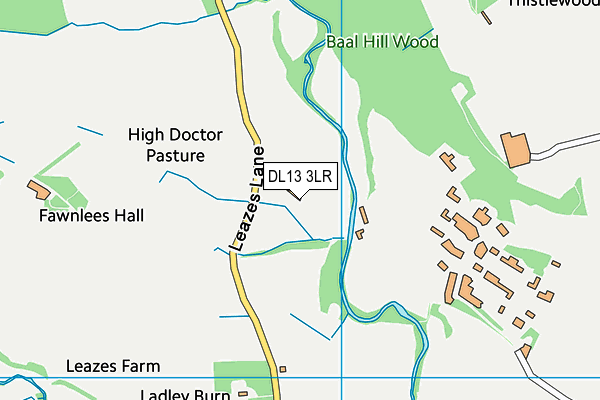 DL13 3LR map - OS VectorMap District (Ordnance Survey)