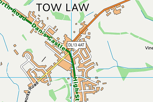 DL13 4AT map - OS VectorMap District (Ordnance Survey)