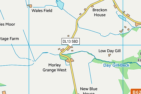 DL13 5BD map - OS VectorMap District (Ordnance Survey)