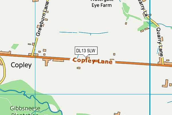 Copley Recreation Ground map (DL13 5LW) - OS VectorMap District (Ordnance Survey)