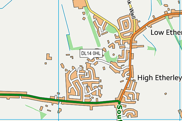 DL14 0HL map - OS VectorMap District (Ordnance Survey)