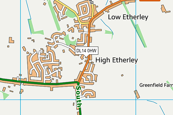 DL14 0HW map - OS VectorMap District (Ordnance Survey)