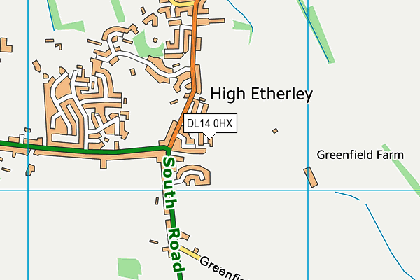 DL14 0HX map - OS VectorMap District (Ordnance Survey)