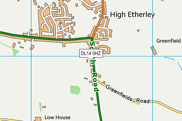 DL14 0HZ map - OS VectorMap District (Ordnance Survey)