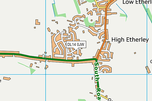DL14 0JW map - OS VectorMap District (Ordnance Survey)