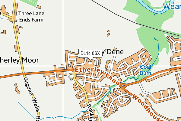 DL14 0SX map - OS VectorMap District (Ordnance Survey)