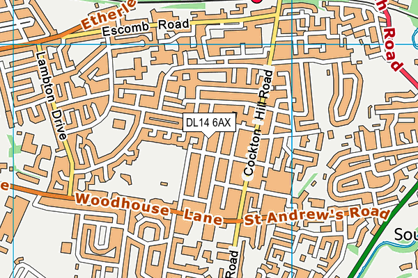DL14 6AX map - OS VectorMap District (Ordnance Survey)