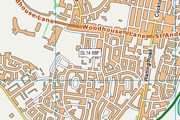 DL14 6BF map - OS VectorMap District (Ordnance Survey)