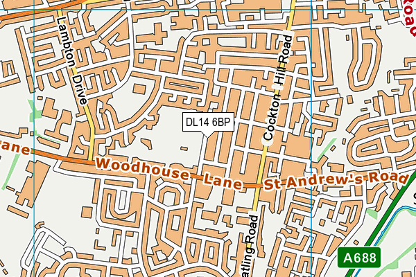 DL14 6BP map - OS VectorMap District (Ordnance Survey)