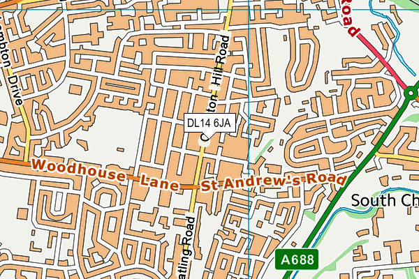 DL14 6JA map - OS VectorMap District (Ordnance Survey)