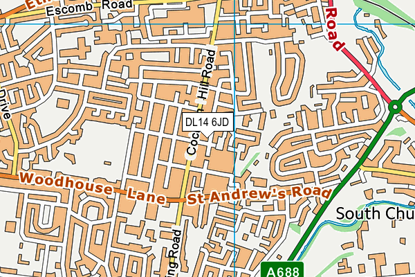 DL14 6JD map - OS VectorMap District (Ordnance Survey)