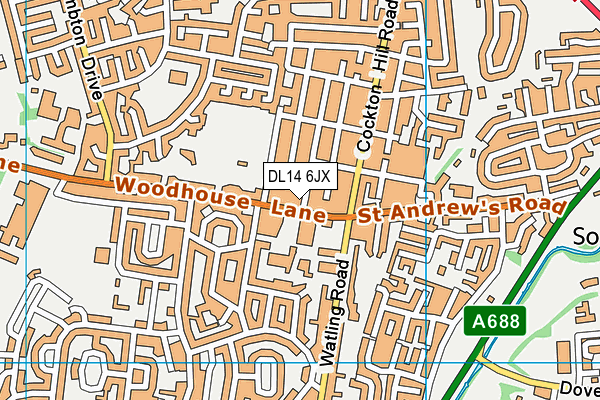 Woodhouse Close Leisure Complex map (DL14 6JX) - OS VectorMap District (Ordnance Survey)