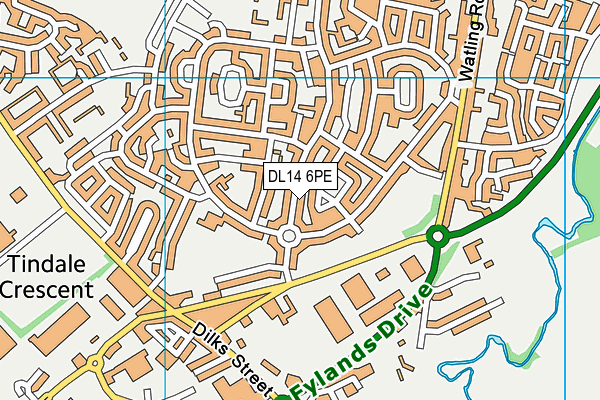 DL14 6PE map - OS VectorMap District (Ordnance Survey)