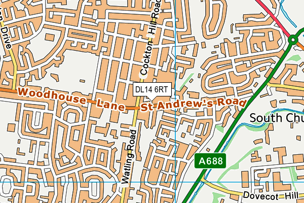 DL14 6RT map - OS VectorMap District (Ordnance Survey)